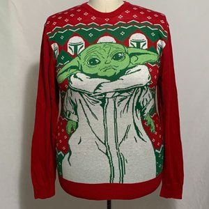 Ugly Christmas Sweater Star Wars Mandalorian Child Baby Yoda Red Mens Womens S